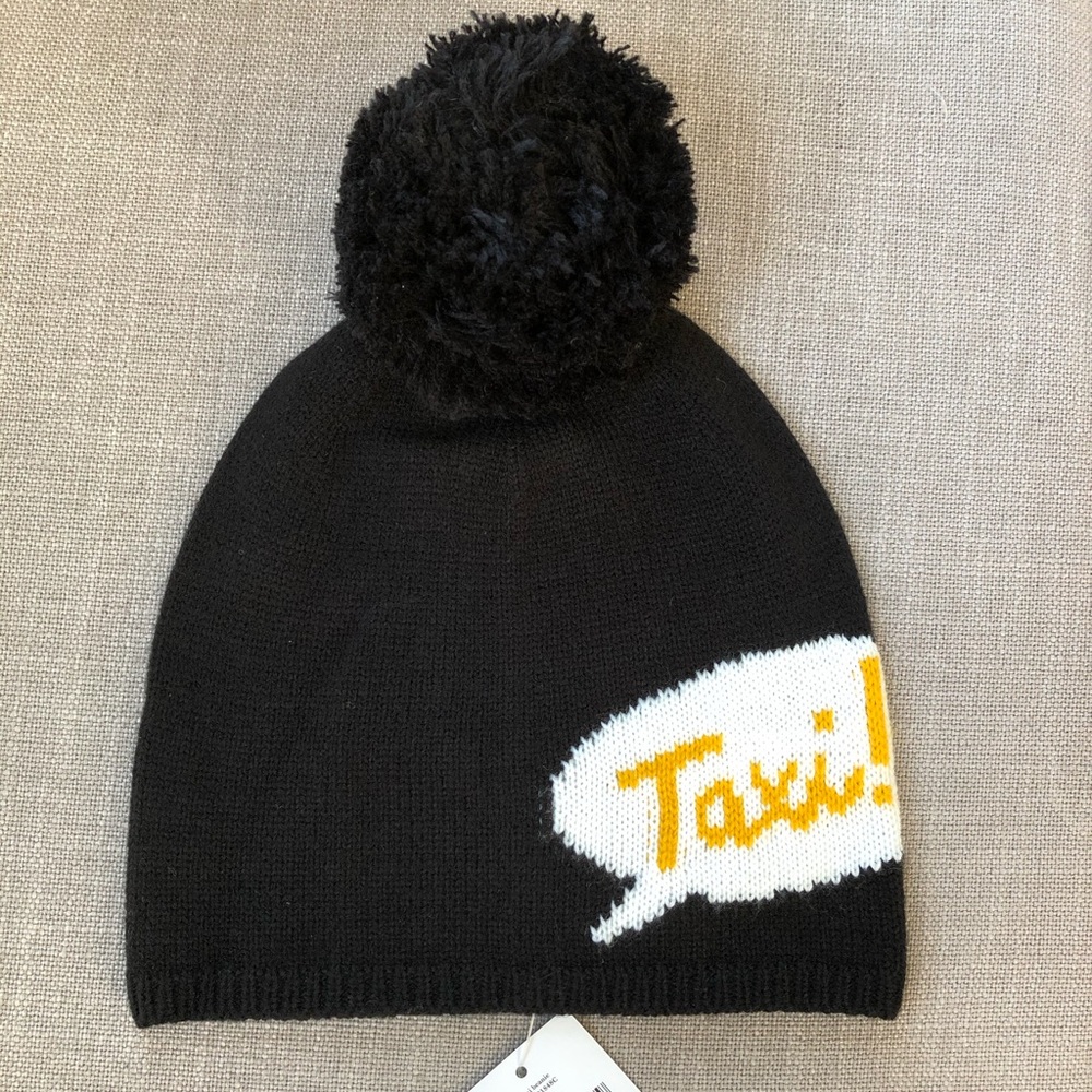 NWT Kate Spade black and yellow taxi beanie hat